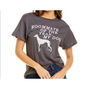 Wildfox Roommate Of The Year My Dog Distressed Graphic Tee Short Sleeves T shirt